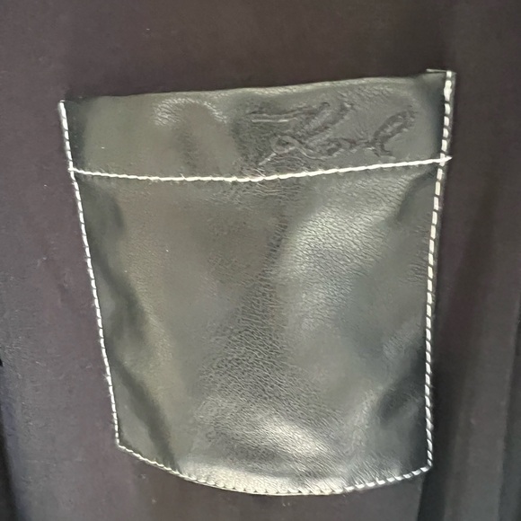 Karl Lagerfeld button up shirt with pleather collar and cuffs. Medium - Picture 4 of 12